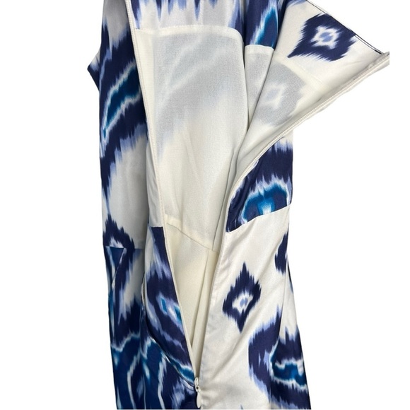 Banana Republic Silk Blue Ivory Tribal Ikat Crisscross Sheath Slip Dress NEW - Picture 14 of 16
